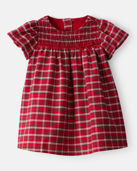 Baby Girl Special Occasion Plaid Print Short-Sleeve Dress - Red | Carter's Inc