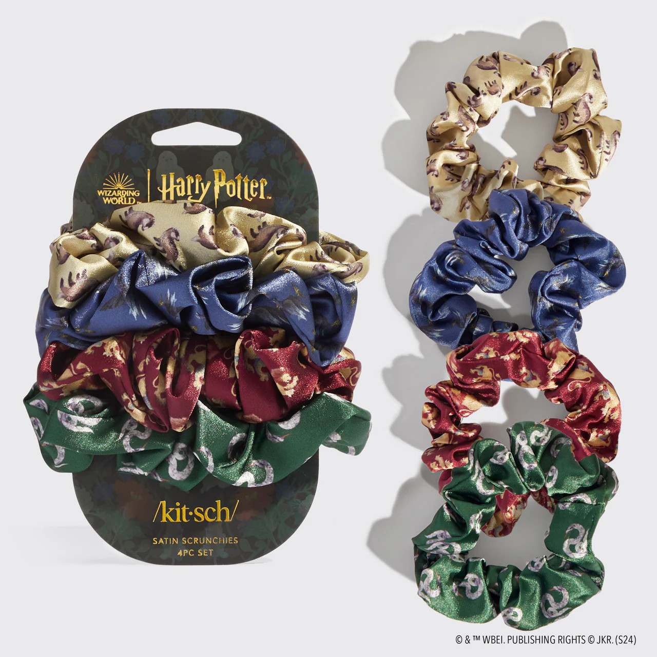 Kitsch x Harry Potter Satin Scrunchies 4pc Set in All Houses | Kitsch