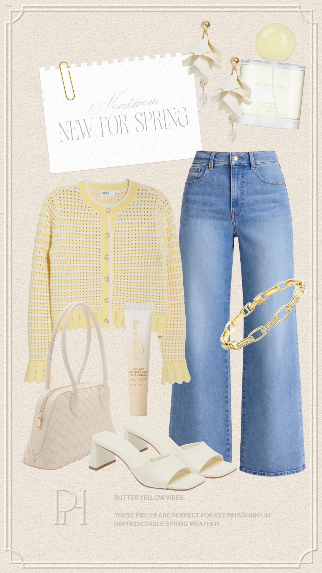 The prettiest spring wardrobe finds from Nordstrom!

wide leg jeans, wide leg denim, medium wash jeans, butter yellow cardigan, scalloped edge cardigan, ruffle edge cardigan, block heel sandals, white sandals, white handbag, white purse, spring accessories, chandelier earrings, white earrings, women's fragrance, perfume, link bracelet, gold bracelet, spring fashion, spring outfit, spring style, spring look, office outfit, workwear 

 #LTKgrwm #LTKootd #LTKWorkwear
