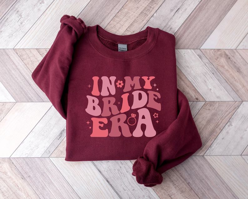 In My Bride Era Sweatshirt, Engagement Gift, Retro Groovy Bride Shirt, Wedding Gift T-shirt, Gift... | Etsy (US)