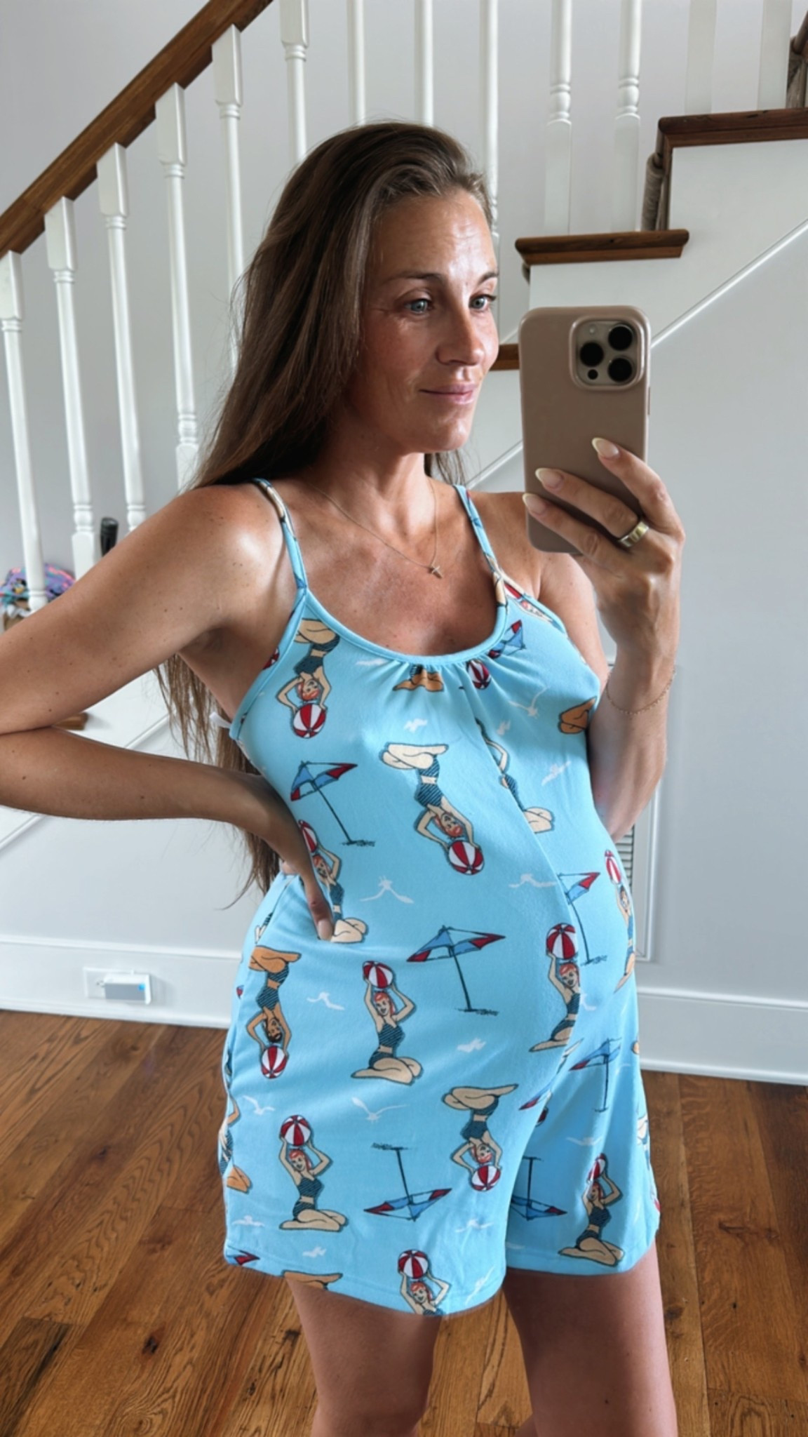 Walmart super soft sleep romper is on sale for $7!! Bump-friendly and has pockets. Wearing size XS. Selling out fast! 

#LTKBump #LTKFindsUnder50 #LTKSaleAlert