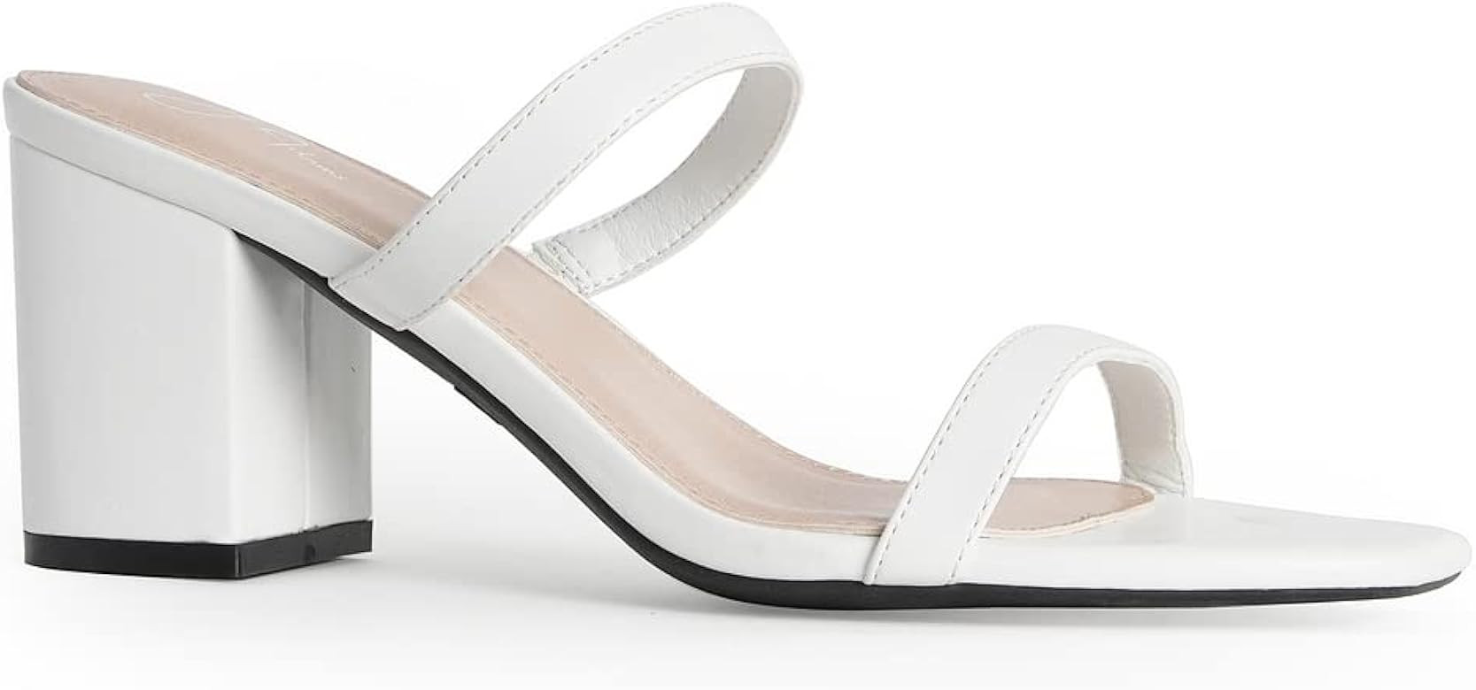 J. Adams Stormi Mules for Women - Square Toe Double Band Low Block Heel Sandals | Amazon (US)