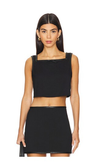 Cropped Square Neck Top in Black | Revolve Clothing (Global)