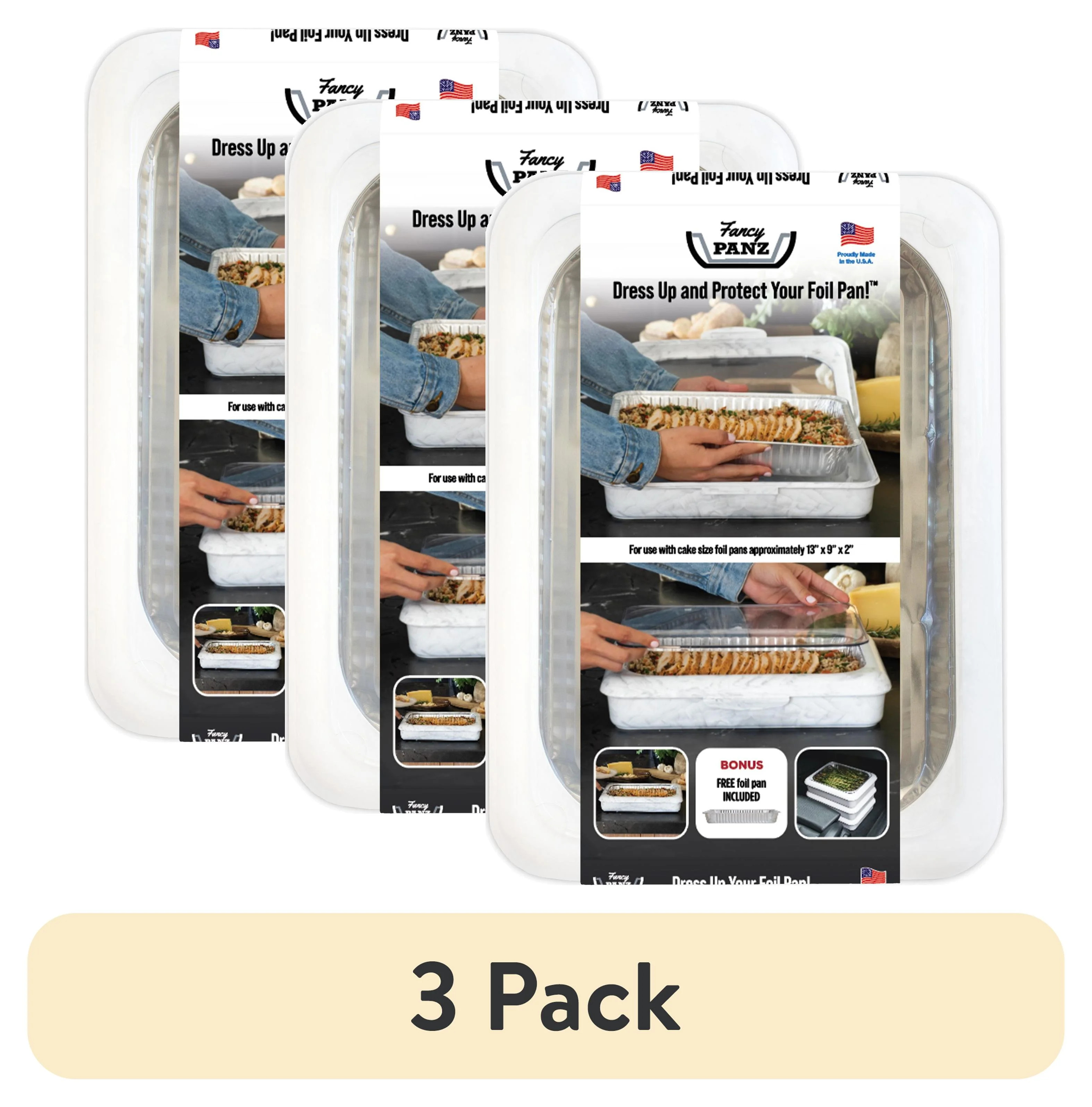 (3 pack) Fancy Panz 13x9X2, Foil Pan Carrier with removable clear lid for serving & includes 1 Fo... | Walmart (US)