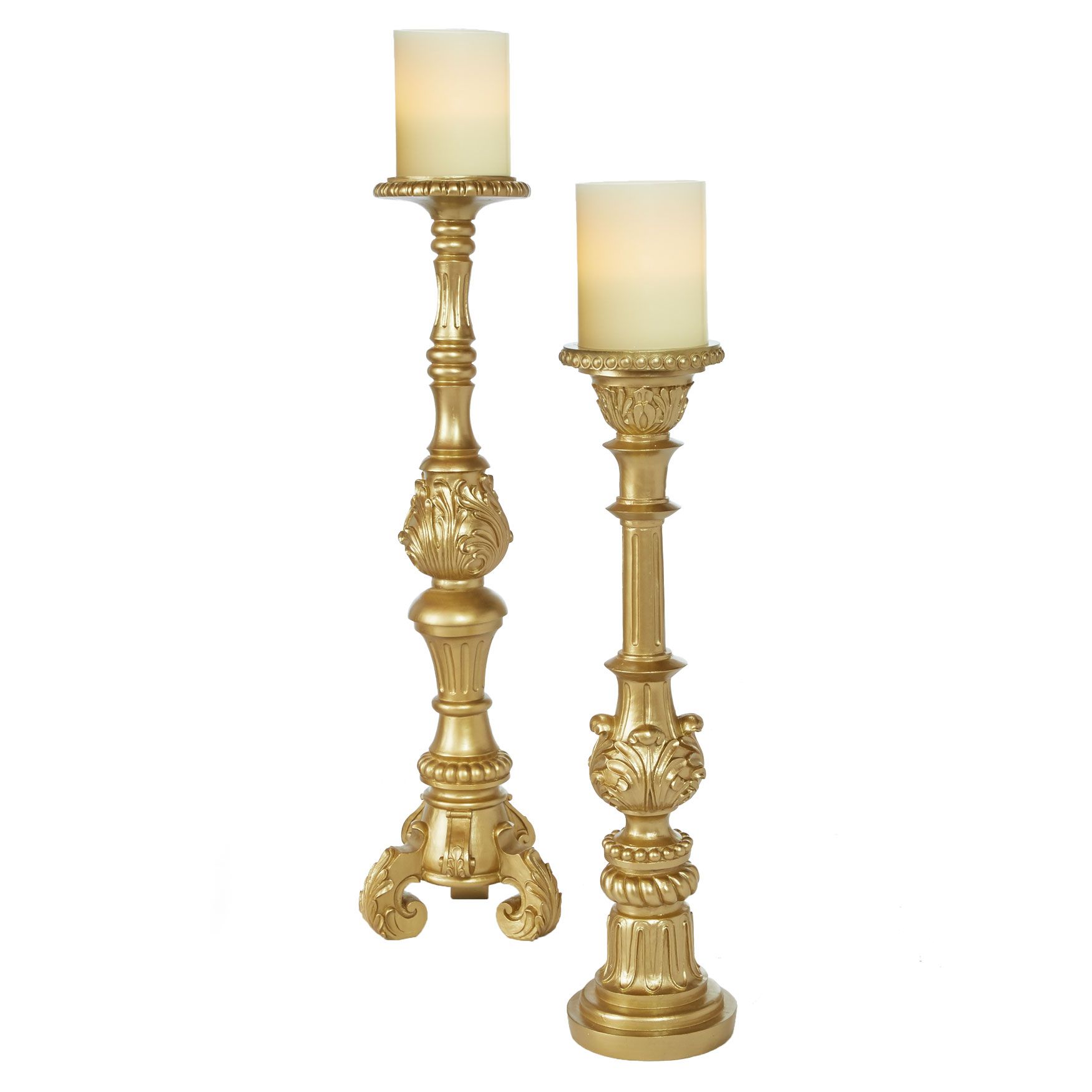 Tall Gold Candlesticks, Set of 2 0 Gold - BrylaneHome | Brylane Home
