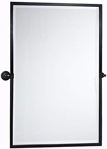 TEHOME 28.5 x 36'' Black Metal Framed Pivot Rectangle Bathroom Mirror Tilting Beveled Vanity Mirr... | Amazon (US)