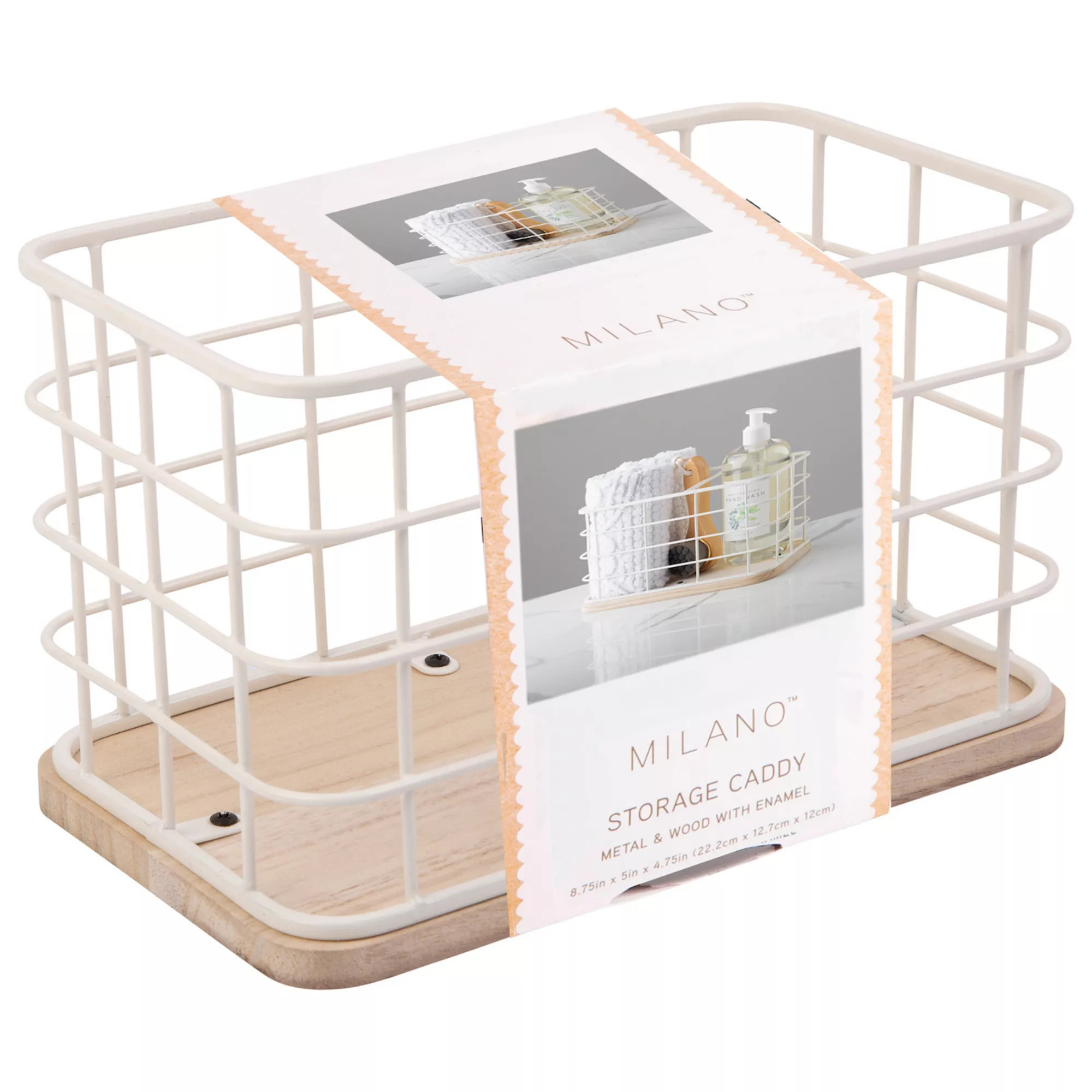 Milano 8-in. Rectangular Metal & Wood Storage Caddy | Kohl's