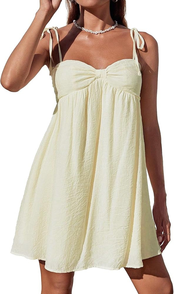 Narecte Casual Summer Dresses for Women Flowy Sun Dress Mini Slip Dresses Cute Spaghetti Strap Dr... | Amazon (US)