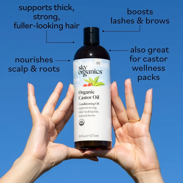 Sky Organics Organic Castor Oil to Condition for Fuller-Looking Hair, Lashes, and Brows, 16 fl oz | Walmart (US)