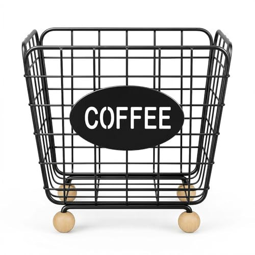 Sttrzop Coffee Pod Holder, Extra-Large Capacity K Cup Holder Organizer with Stable Wooden Ball Base, Metal Coffee Bar Organizer Storage Basket for Keurig & Nespresso Pods, Kitchen Countertop & Office | Amazon (US)