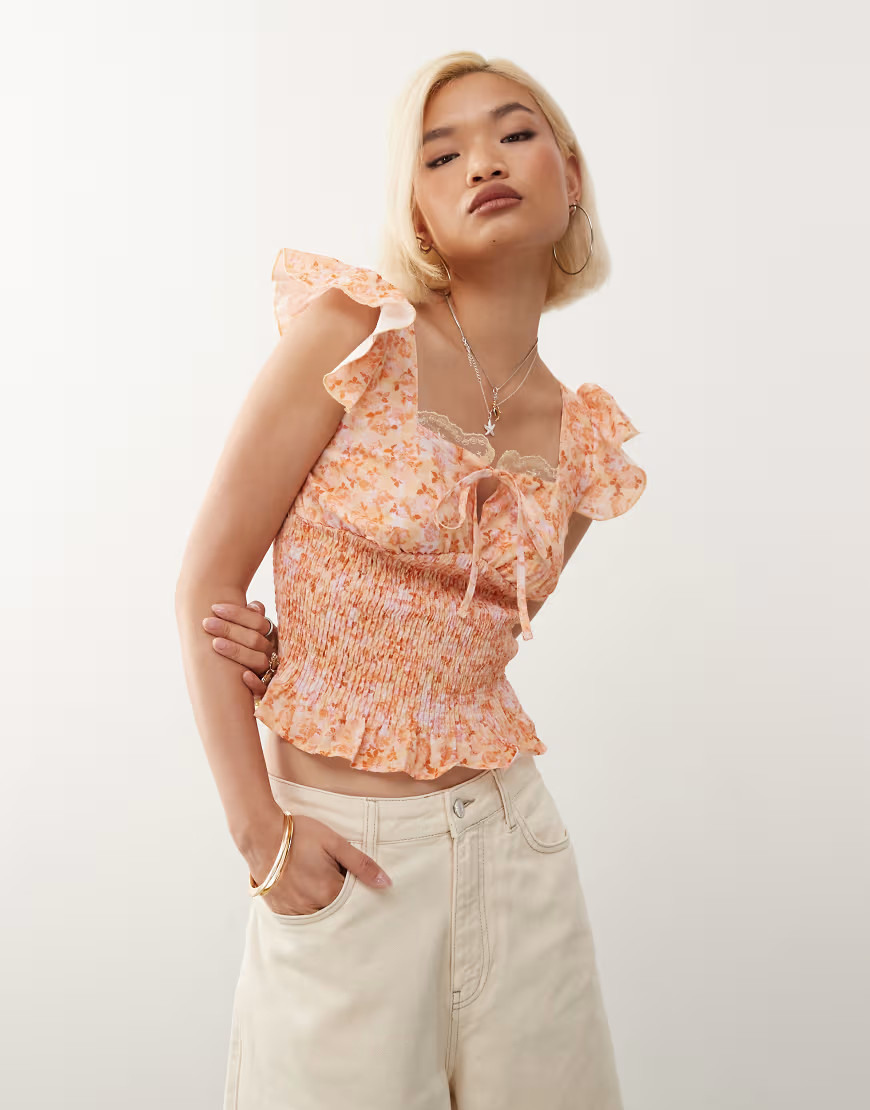 Reclaimed Vintage - Western cowgirl prairie-top in roze bloemenprint-Veelkleurig | ASOS (Global)