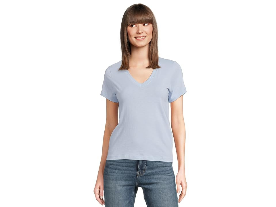 Madewell New Slub V-neck Women's T Shirt Light Pool : LG (Women's 10-12), Cotton | Zappos