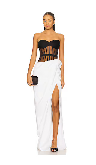 Dichrome Sculpted Corset Gown in Black With White | Revolve Clothing (Global)