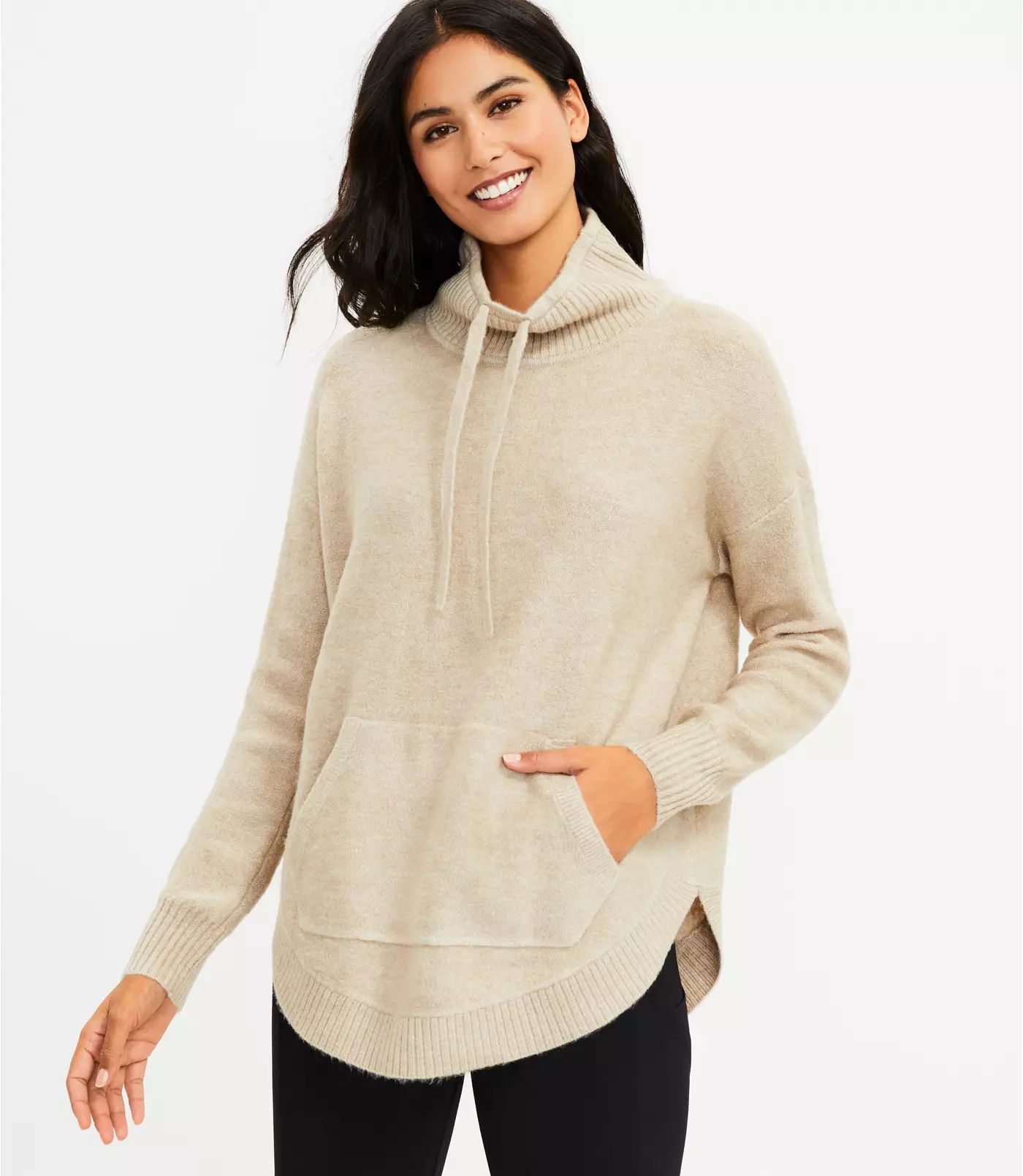 Lou & Grey Drawstring Neck Pocket Sweater | LOFT