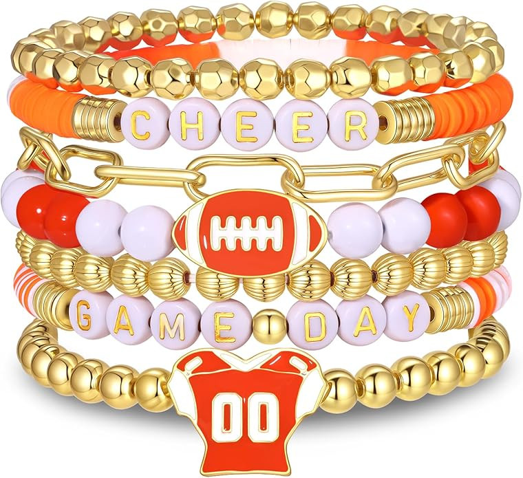 FAERLIIRY Game Day Bracelets Cheer Football Bracelets for Women Stackable Team Inspirational Brac... | Amazon (US)