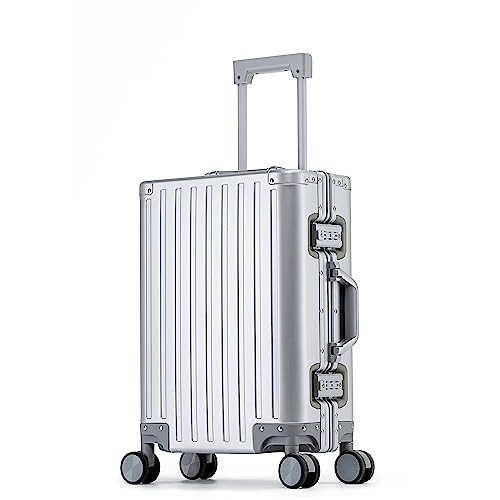 Opal Living 24 Inch Silver Aluminium Suitcase - 61 x 41 x 24cm Large Suitcase - Hard Suitcases on 4 Wheels - Suit Cases/Luggage Large Lightweight | Amazon (UK)