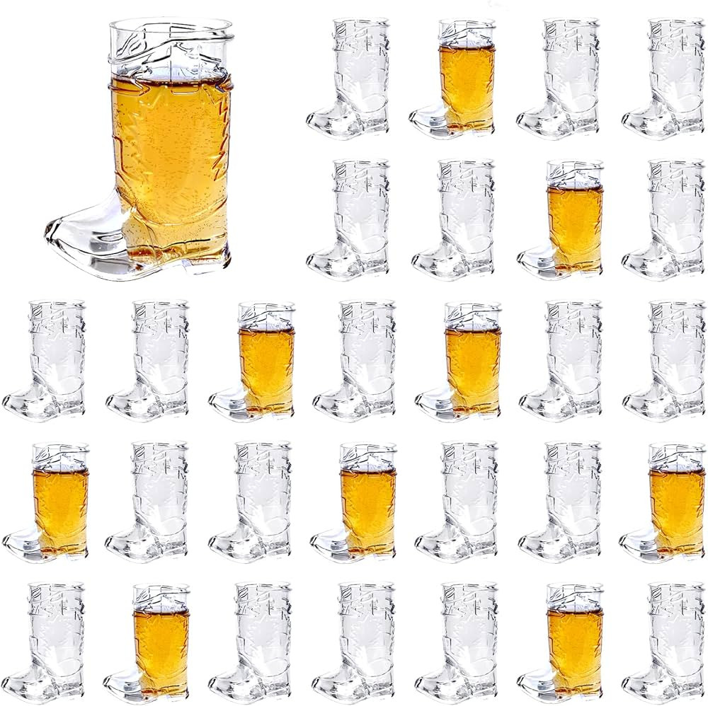 Cowboy Boot Shot Glasses, 30 Pcs 1 oz Mini Plastic Boot Cups, Clear Pattern Beer Boot Mugs Wester... | Amazon (US)