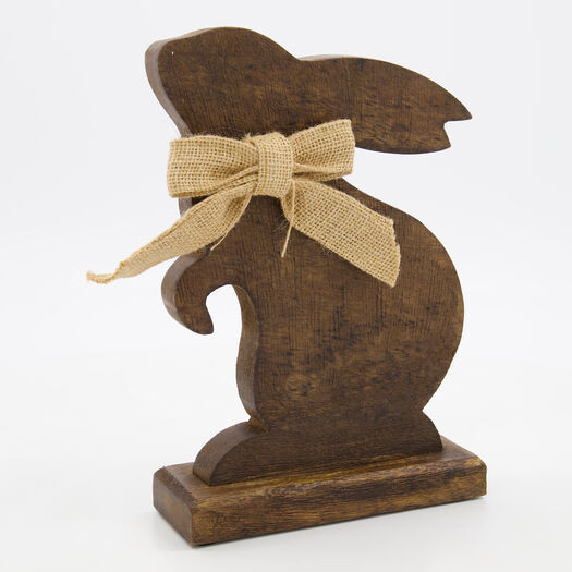 Brown Wooden Bunny Easter Decoration 28x18cm | TK Maxx