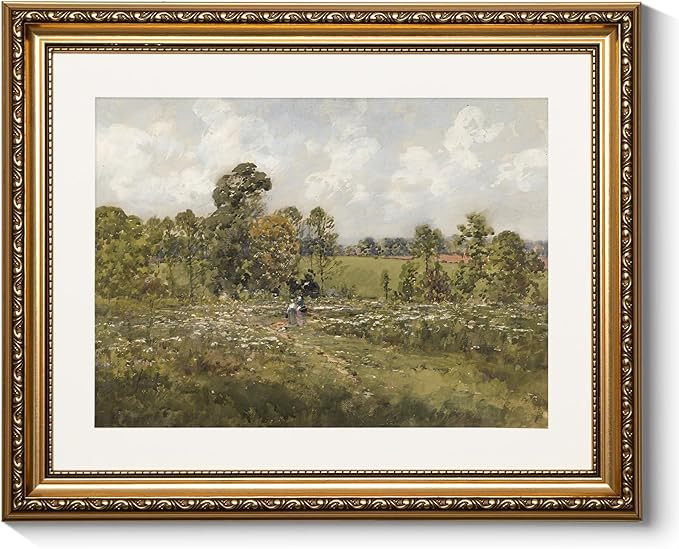 ARPEOTCY Vintage Gold Framed Wall Art, Wildflower Field Blossom Meadow Paintings, Victorian Wall ... | Amazon (US)