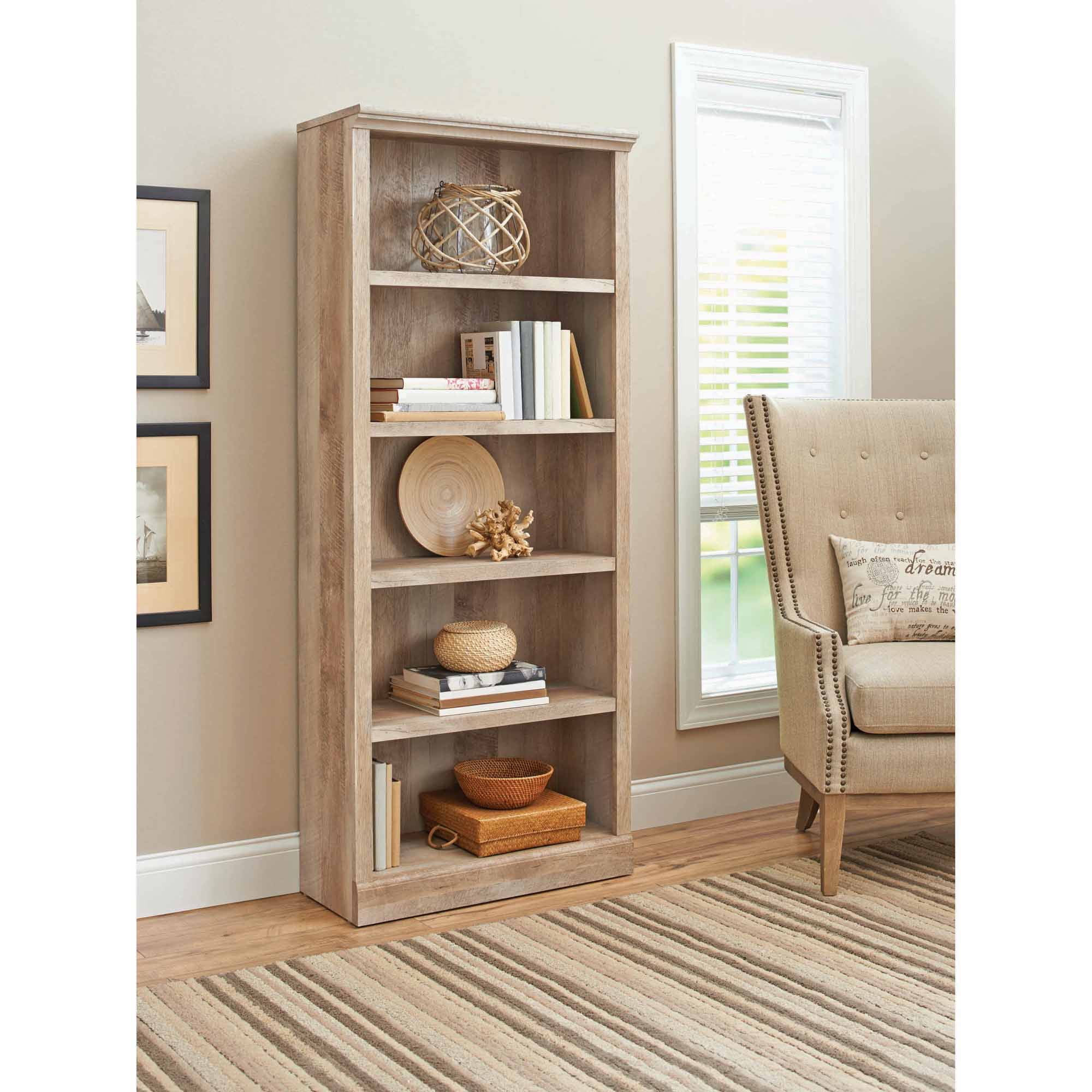 Better Homes & Gardens 71" Crossmill 5-Shelf Bookcase, Weathered Finish | Walmart (US)