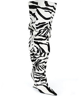Schutz Siena Zebra Print Fur Over The Knee Slouch Wedge Boots -  5 | Dillard's