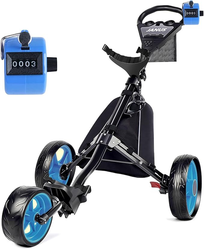 Golf Cart, Foldable Golf Push cart,Golf Bag cart,3 Wheel Golf Push carts，with Golf Clicker Coun... | Amazon (US)