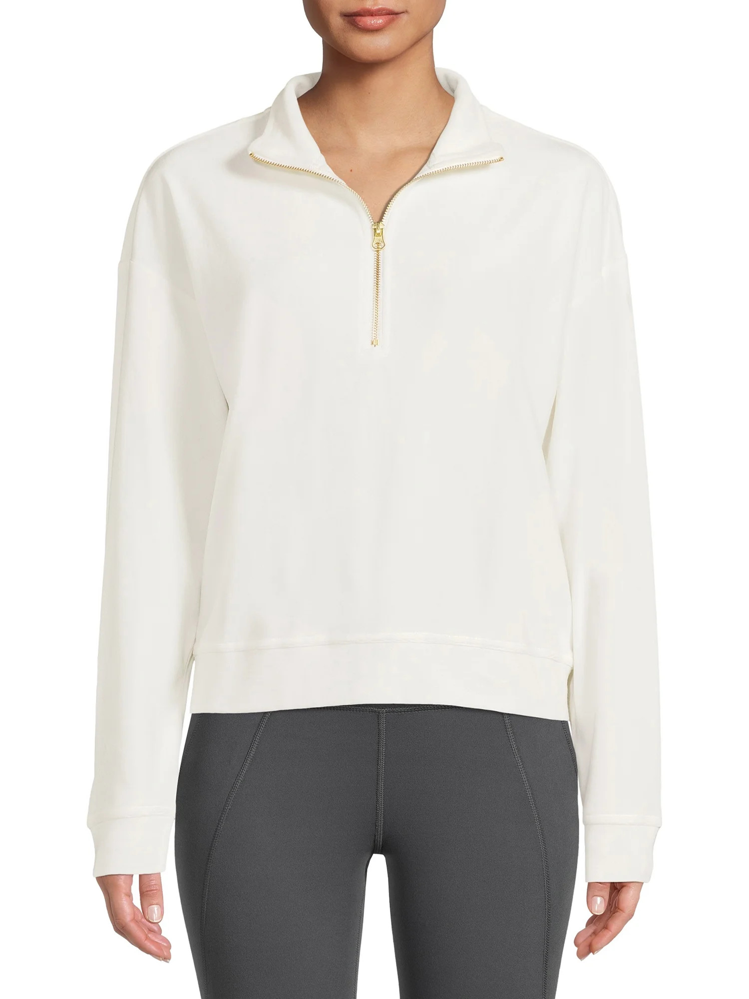 Avia Women's 1/4 Zip Velour Pullover Sweatshirt - Walmart.com | Walmart (US)