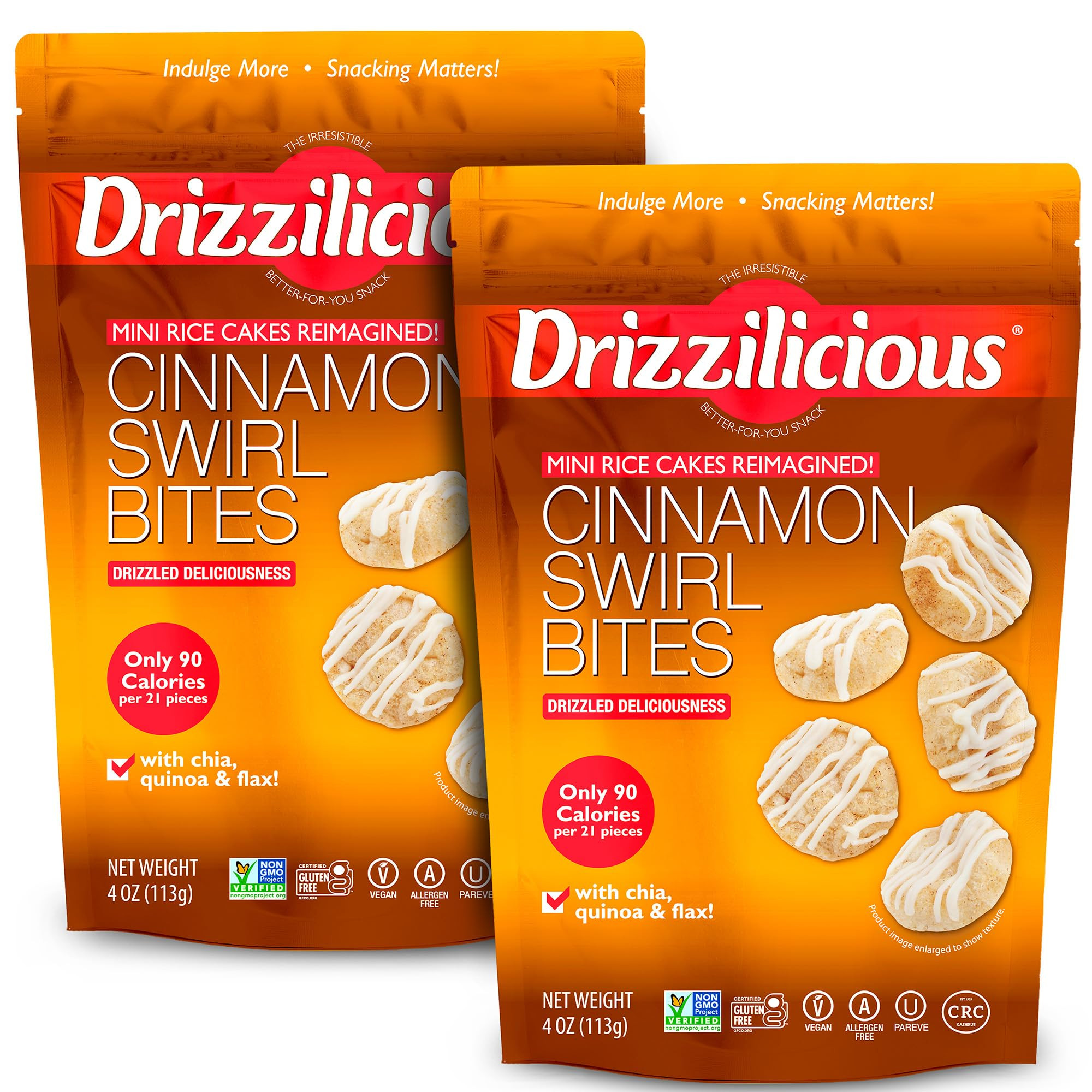 Drizzilicious Mini Rice Cakes Cinnamon Swirl - Rice Crisps, Healthy Snack for Adults and Kids, Fl... | Amazon (US)