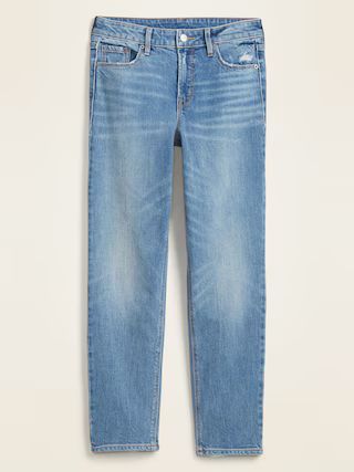 High-Waisted Distressed Power Slim Straight Ankle Jeans for Women | Old Navy (US)