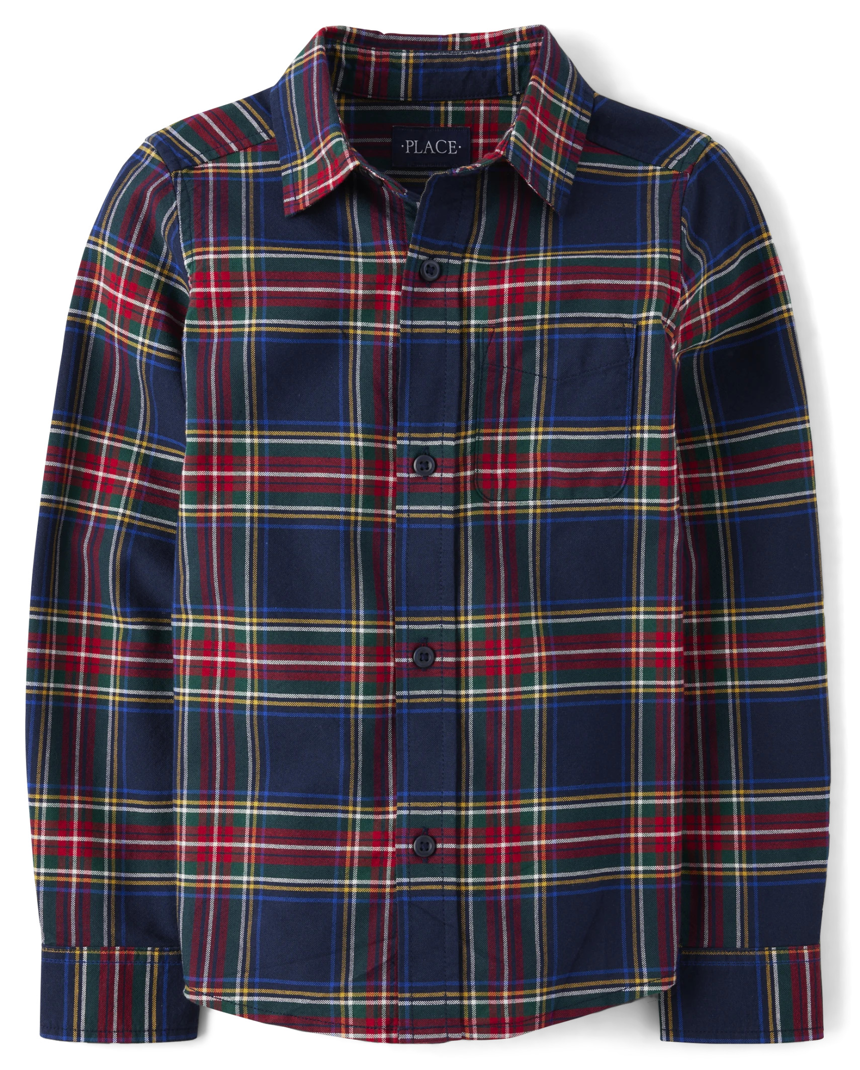 Boys Matching Family Plaid Oxford Button Up Shirt - tidal | The Children's Place