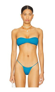 Indah Meeyah Solid Smocked Bandeau Bikini Top in Jellyfish from Revolve.com | Revolve Clothing (Global)