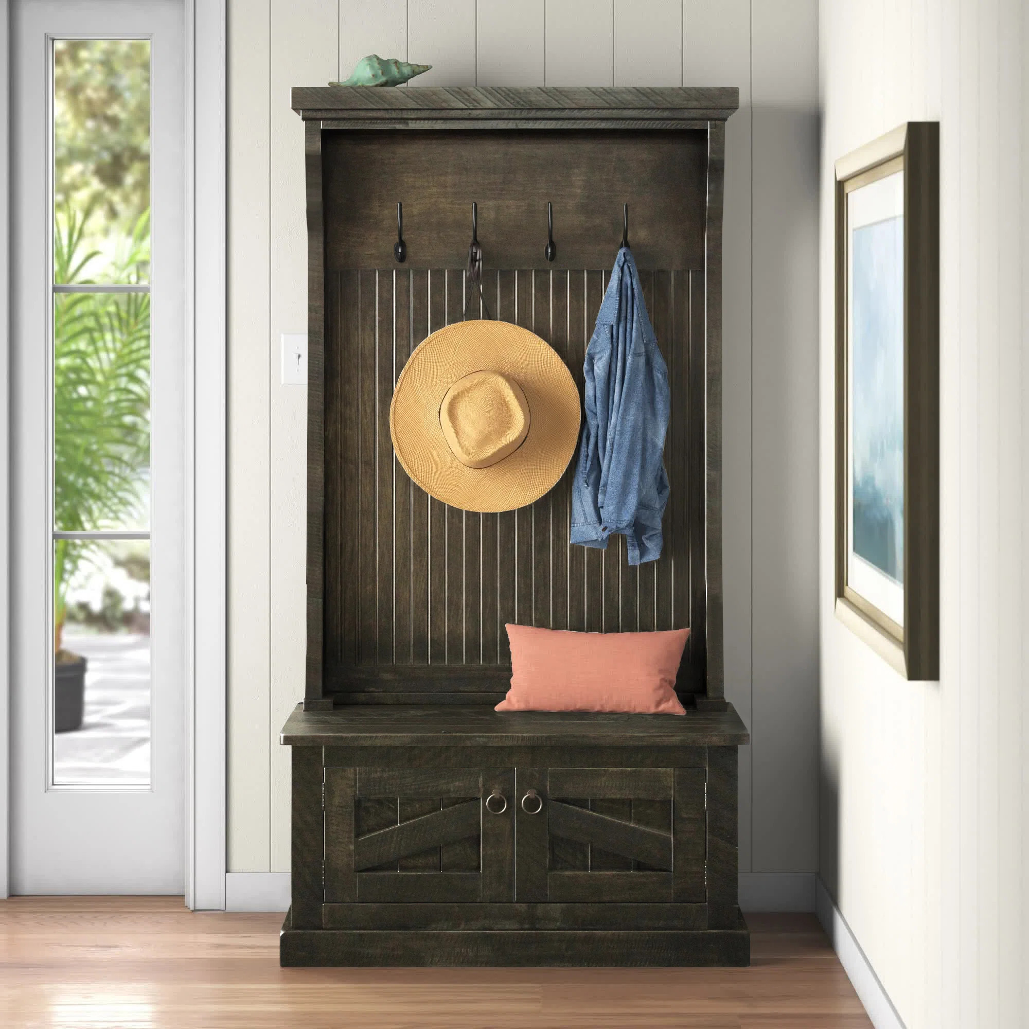 Kinley Hall Tree 37.5'' Wide with Bench and Shoe Storage | Wayfair North America