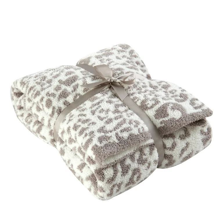 LIPOR Gray Microfiber Wild Leopard Knitted Throw Blanket Ultra Soft Breathable Lightweight Blanke... | Walmart (US)