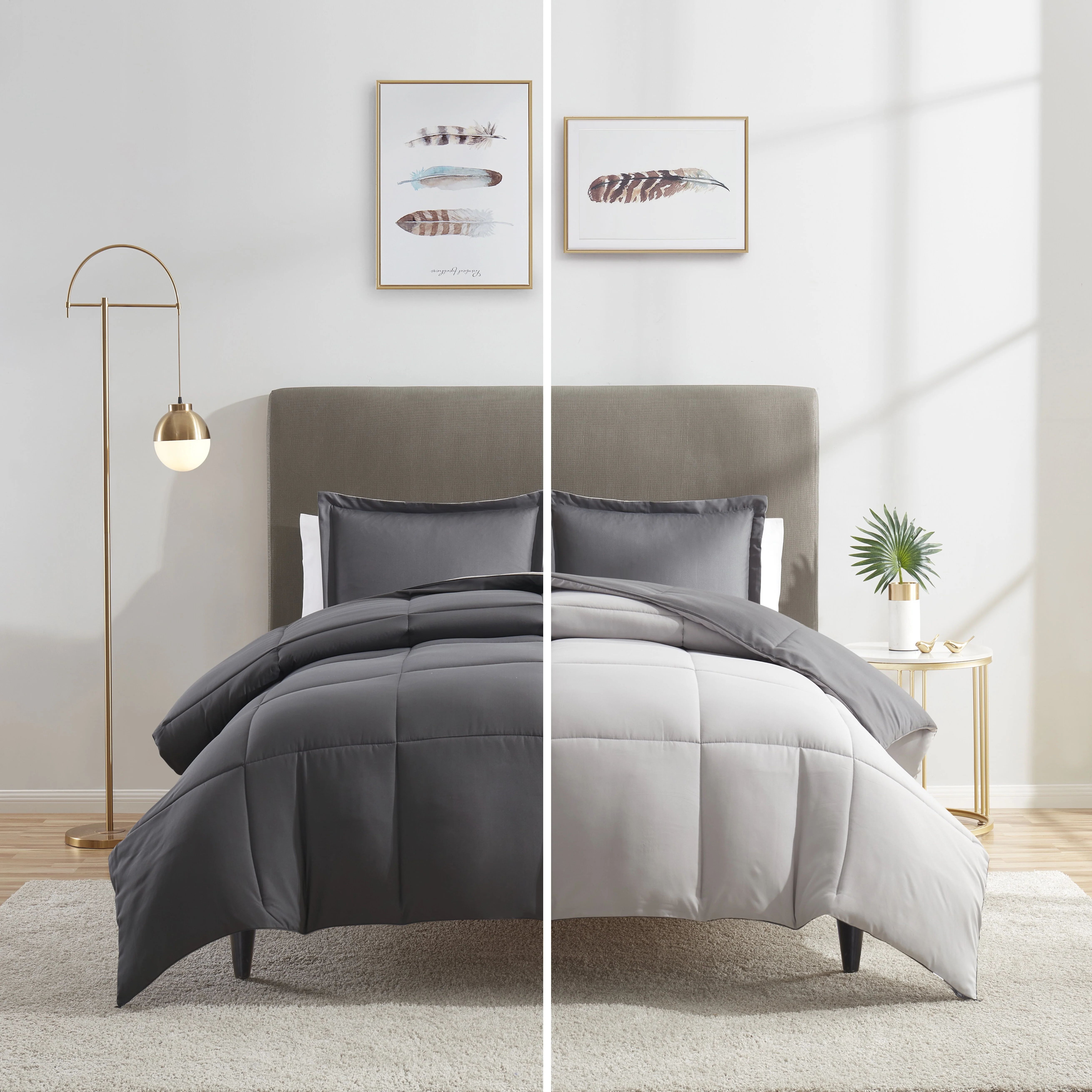 Nestl 3-Piece Soft Down Alternative Reversible Comforter Set, Queen/Full, Silver & Grey | Walmart (US)