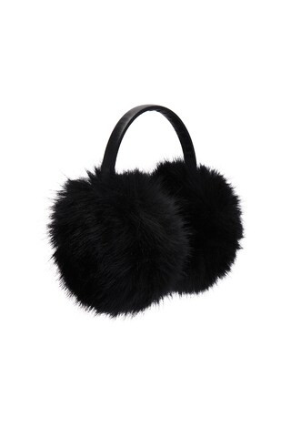 The Vee Faux Fur Earmuff in Jet Black | Revolve Clothing (Global)