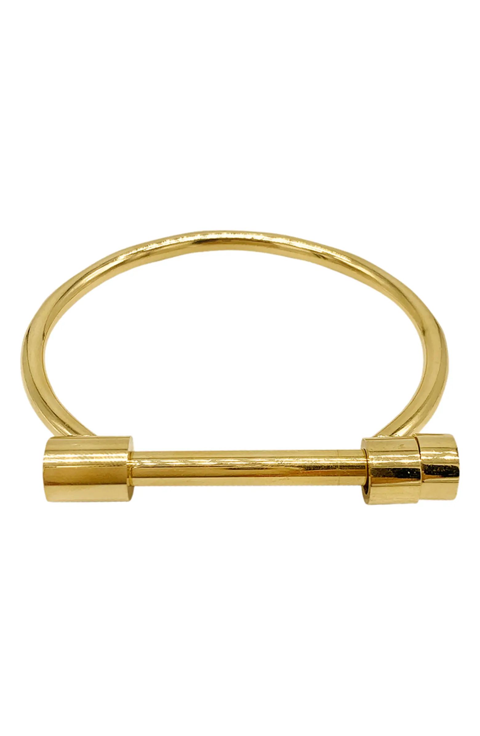 14K Yellow Gold Plated Stainless Steel Water Resistant Screw Cuff | Nordstrom Rack