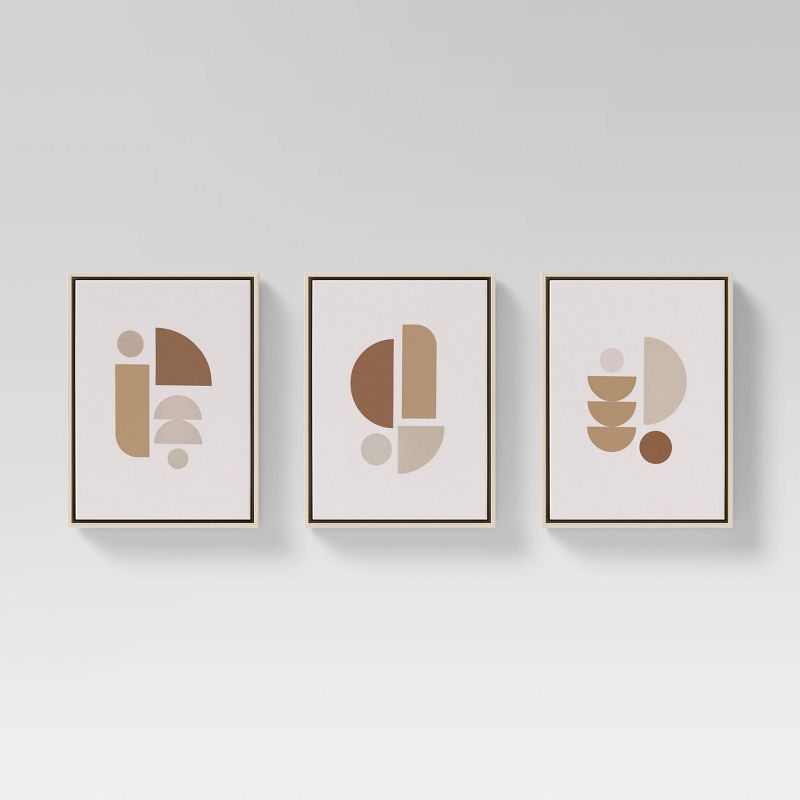12" x 16" Neutral Shapes Framed in Pale Maple Wall Canvas Brown - Threshold™ | Target