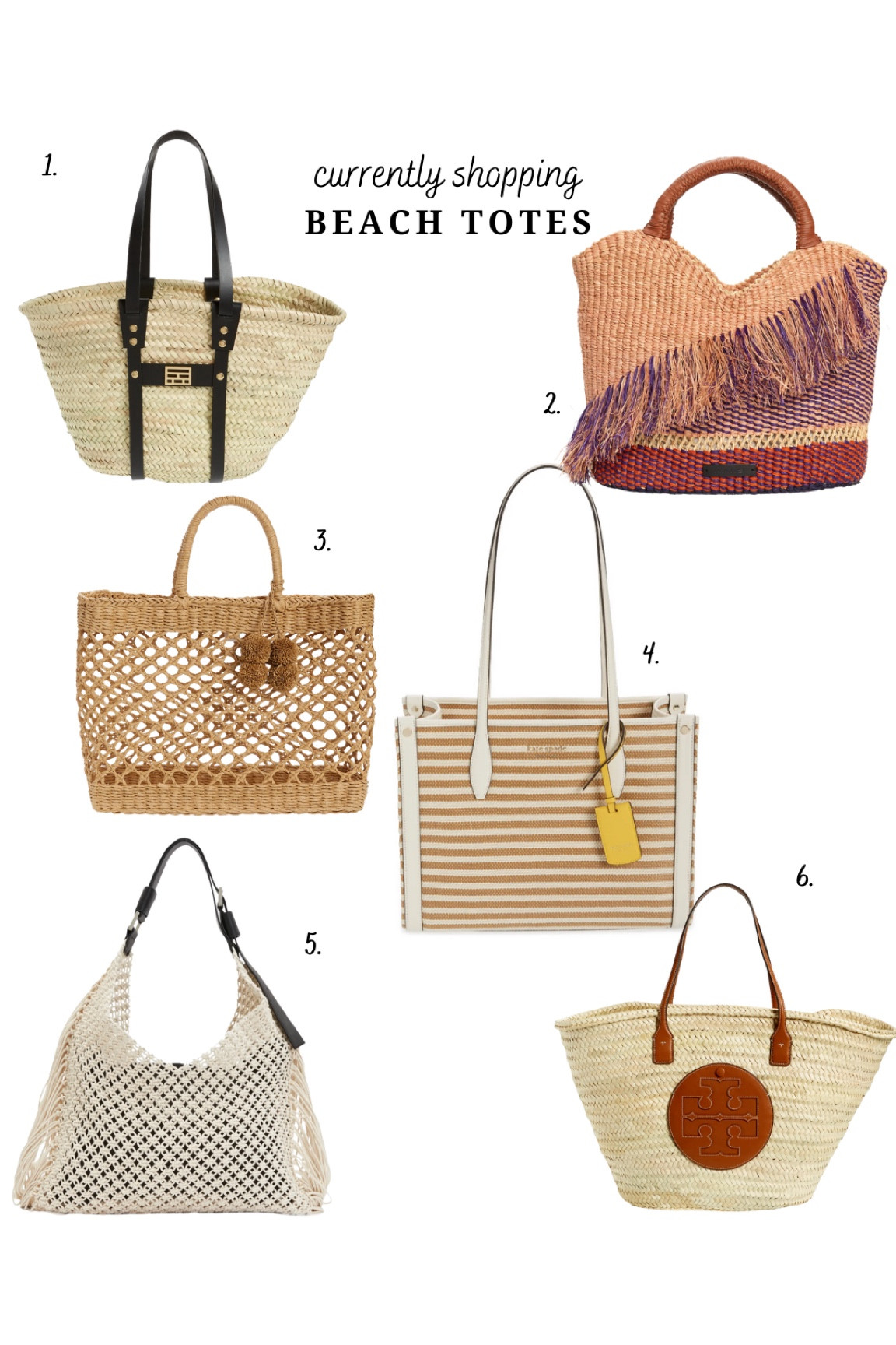 Currently shopping for beach totes!

1. FRAME – Straw Tote
2. A A K S – Oroo Woven Raffia Tote
3. BTB LOS ANGELES – Sunday Morning Straw Tote
4. KATE SPADE NEW YORK – market stripe fabric medium tote
5. ALLSAINTS – Sabine Fringe Macramé Tote Bag
6. TORY BURCH – Ella Large Straw Basket Tote

#LTKstyletip #LTKtravel #LTKitbag