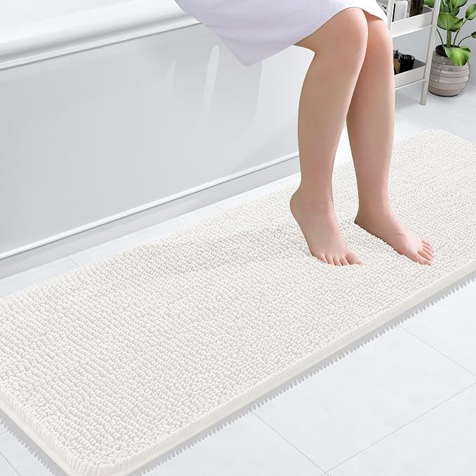 OLANLY Bathroom Runner Rugs 59x20, Extra Soft Absorbent Chenille Bath Rugs, Rubber Backing Quick ... | Amazon (US)