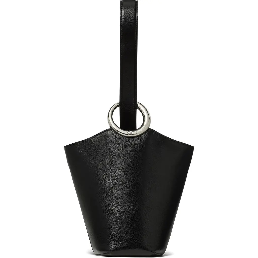 Kate Spade New York mini halo fine grain leather bucket bag in Black at Nordstrom | Nordstrom