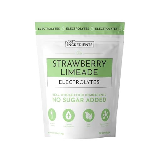 JUST INGREDIENTS Strawberry Limeade Electrolytes – 30 Serving Bag – Hydration Drink Mix with Essential Minerals – Remineralizing Formula – No Sugar Added – Supports Energy – Vegan, Non-GMO | Amazon (US)