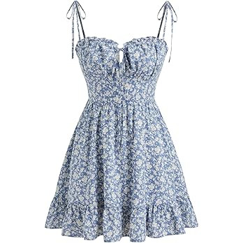 Floral Dress for Women Summer Mini Sundresses Spaghetti Strap Cute Vacation Dresses Boho Casual O... | Amazon (US)