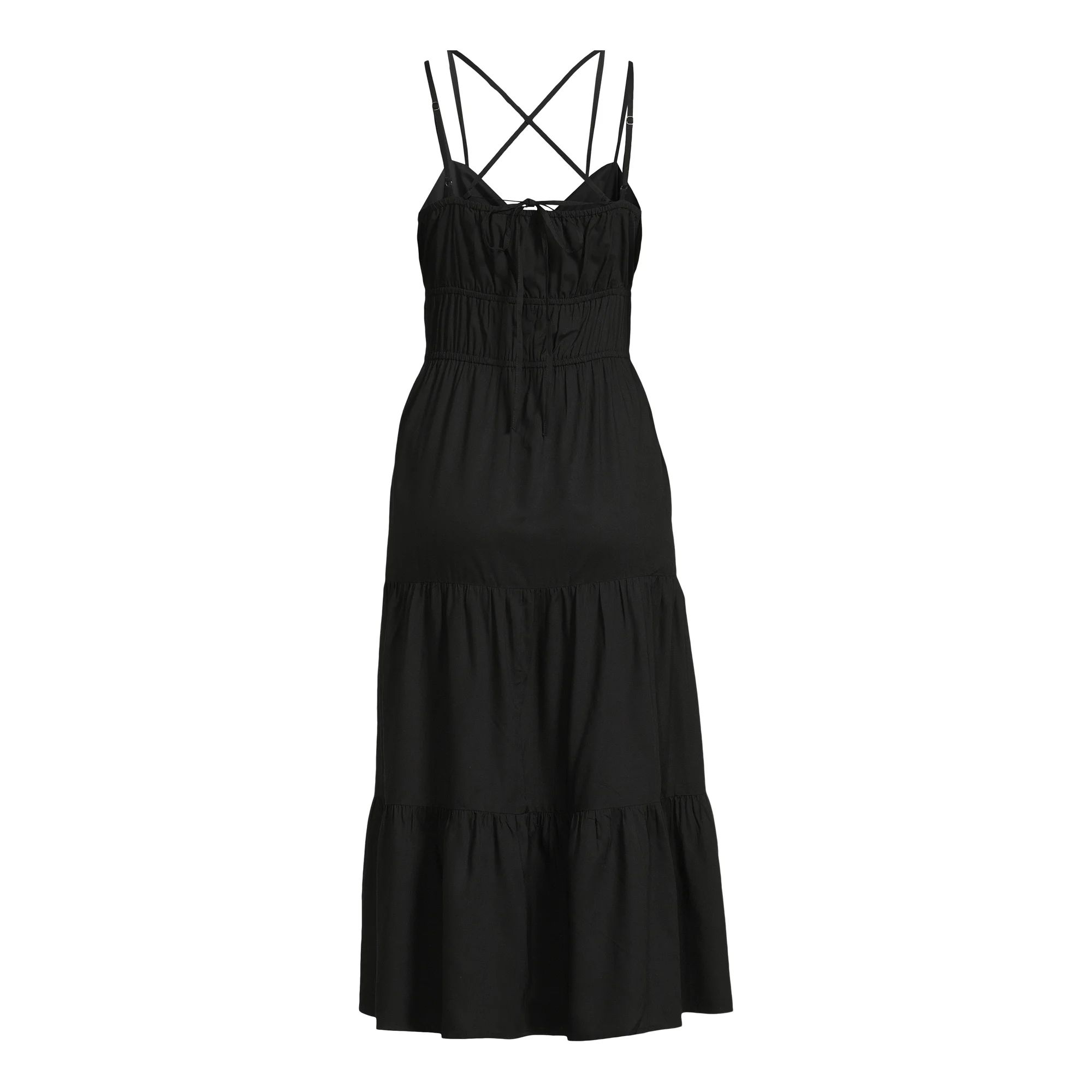 Time and Tru Women's Cross Back Dress with Tiered Skirt, Sizes XS-XXXL | Walmart (US)