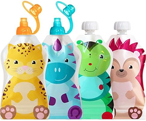 ChooMee Reusable Baby Food Pouch Starter Set, SnakPack | 4 CT, 5 oz | Includes SoftSip Pouch Tops... | Amazon (US)