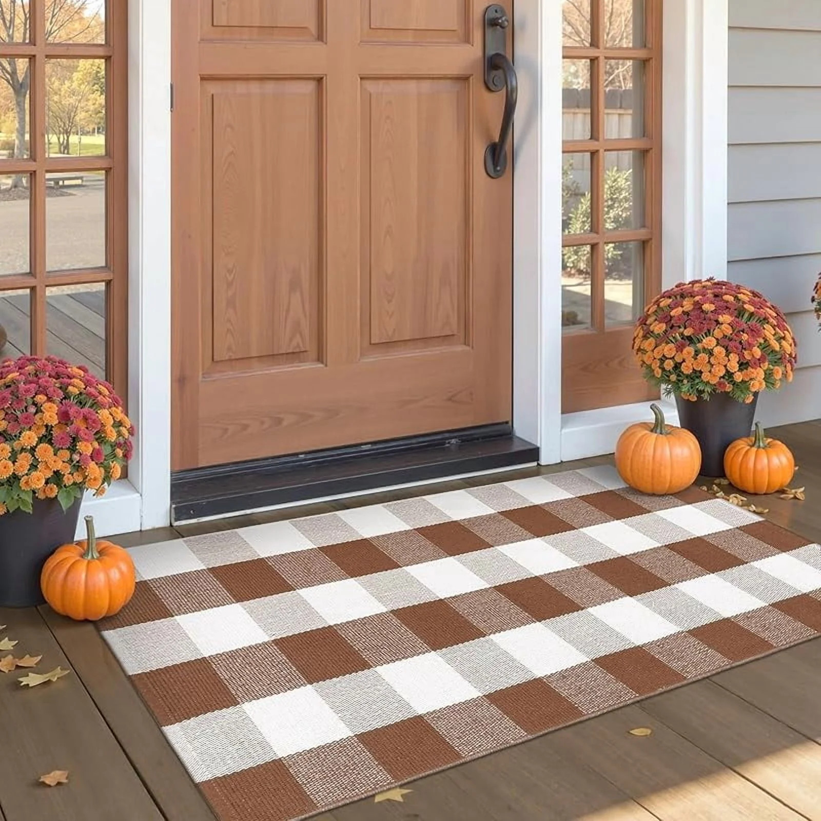 Fall Door Mat Front Door Rug, Washable Front Door Mats Outdoor Entrance Porch Carpet Woven Autumn... | Walmart (US)