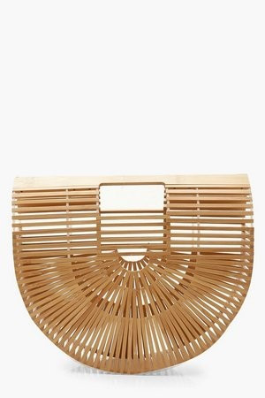 Wooden Structured Grab Bag - Small | Boohoo.com (US & CA)