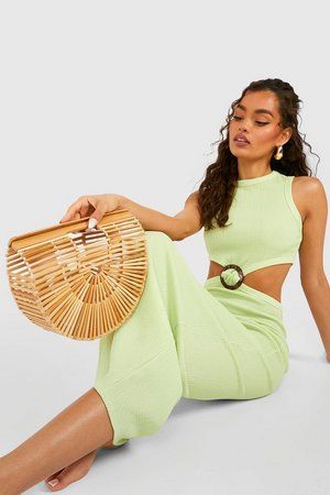 Wooden Structured Grab Bag - Small | Boohoo.com (US & CA)