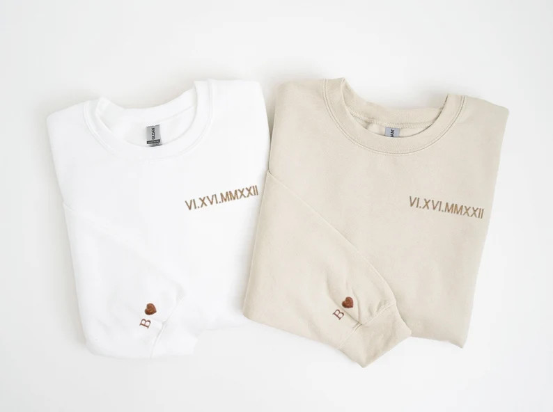 Custom Embroidered Roman Numeral Sweatshirt Personalized Couples Gifts Anniversary Gifts Valentin... | Etsy (US)