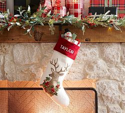 Holiday Icons Crewel Stockings | Pottery Barn (US)