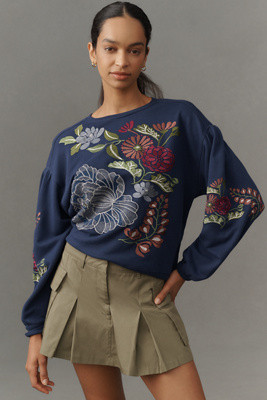 By Anthropologie Floral Embroidered Sweatshirt | Anthropologie (US)